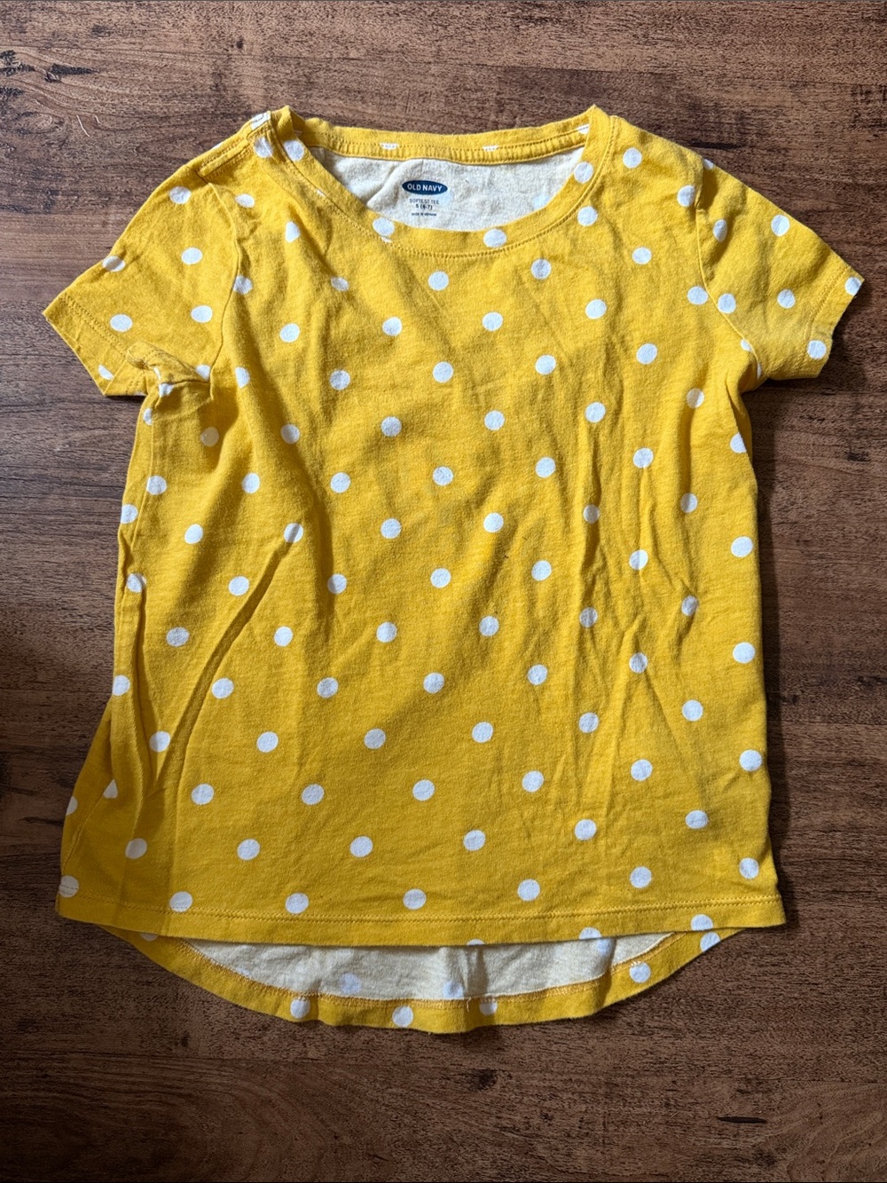 Old Navy Yellow Polka Dot Short Sleeve Tee size 6/7 small